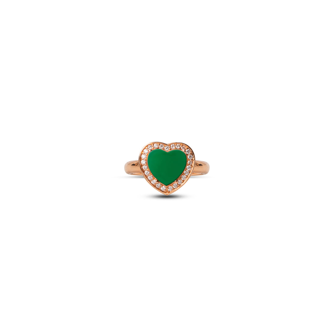 Amore Rings Green Agate Rosé Gold Small