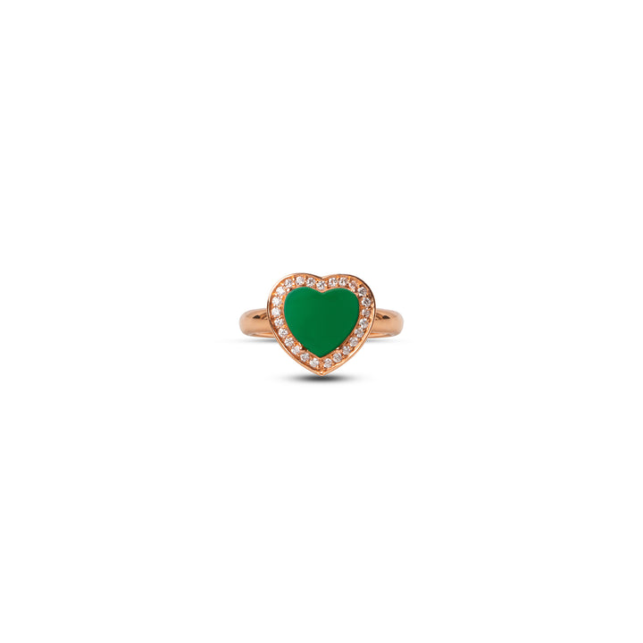 Amore Rings Green Agate Rosé Gold Small