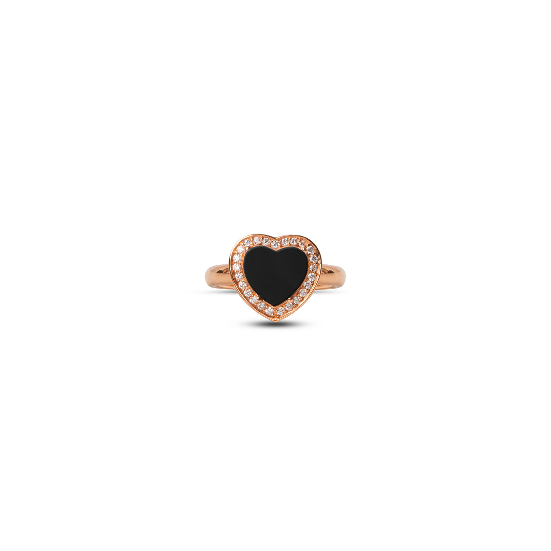 Amore Rings Onyx Rosé Gold Small