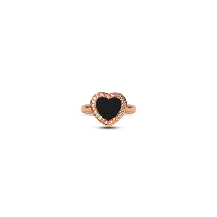 Amore Rings Onyx Rosé Gold Small