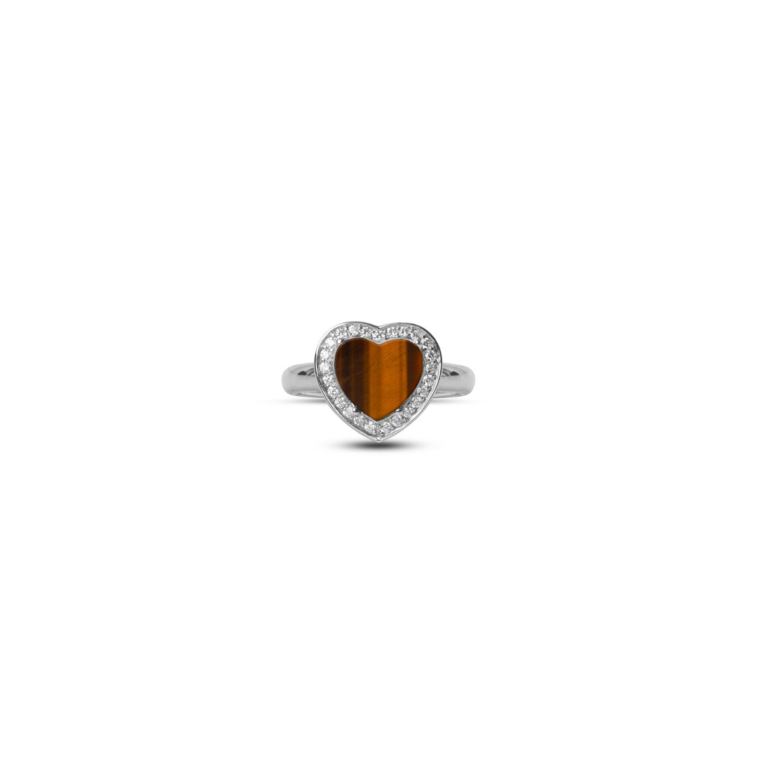Amore Rings Tiger Eye White Gold Small