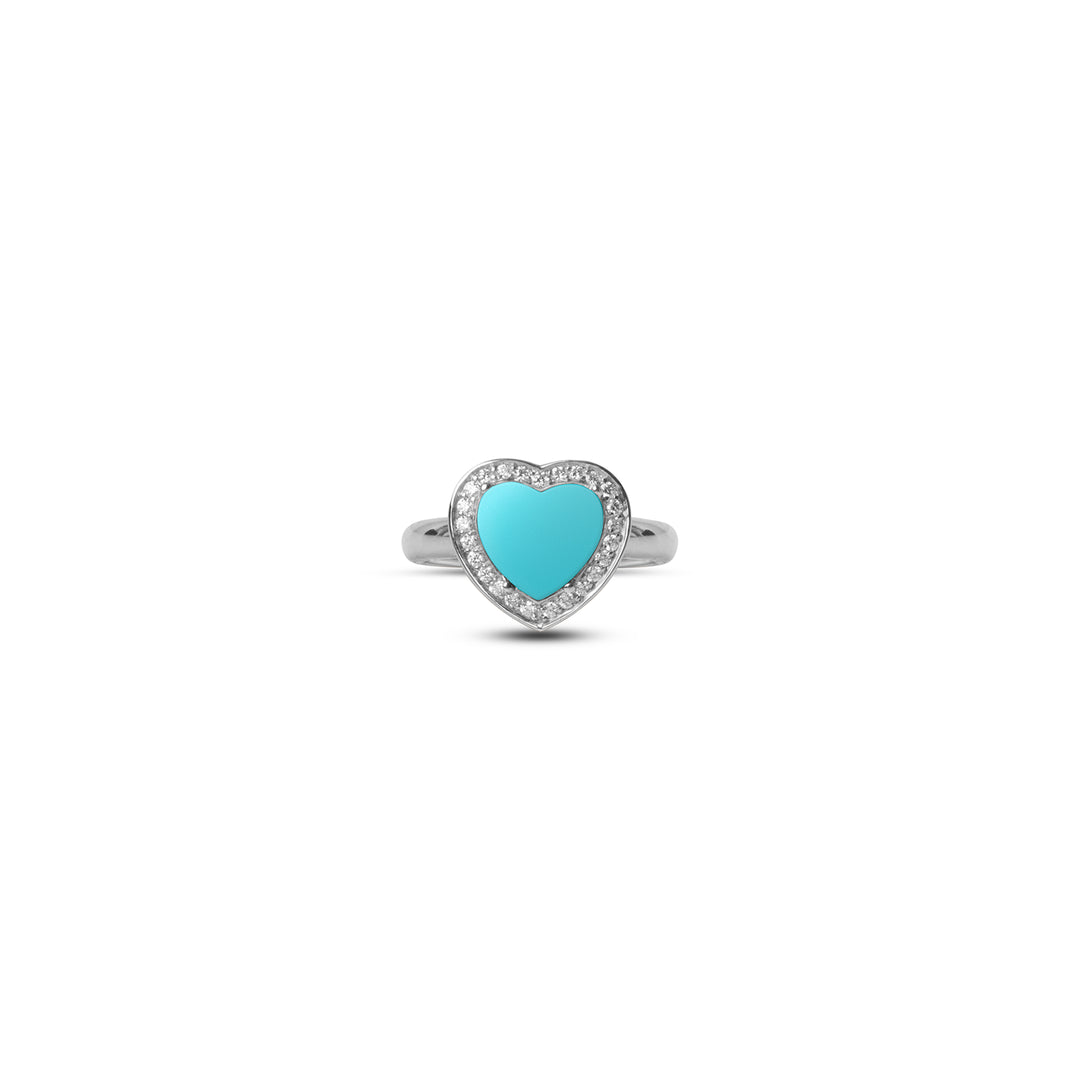 Amore Rings Blue Agate White Gold Small