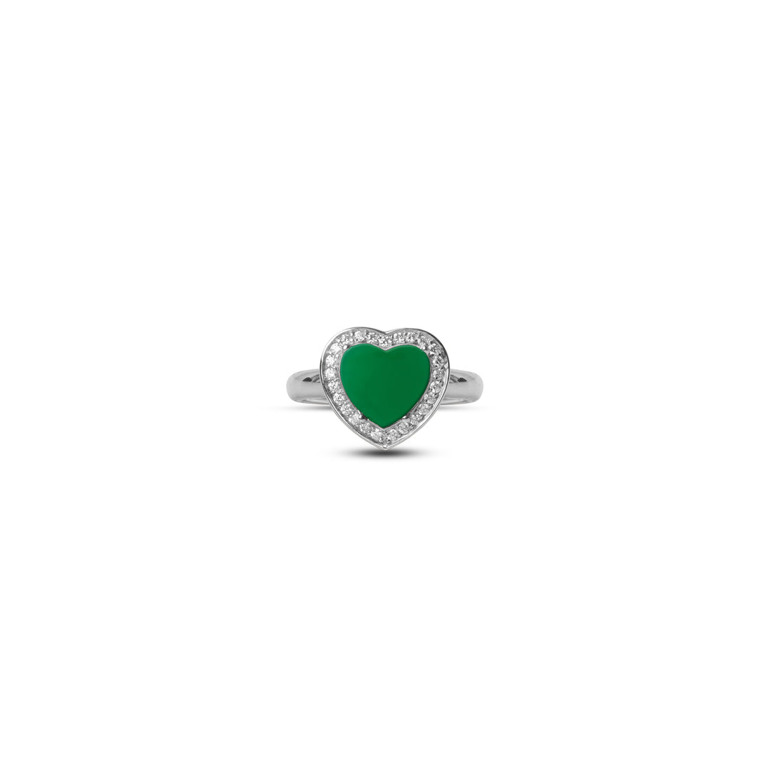 Amore Rings Green Agate White Gold Small