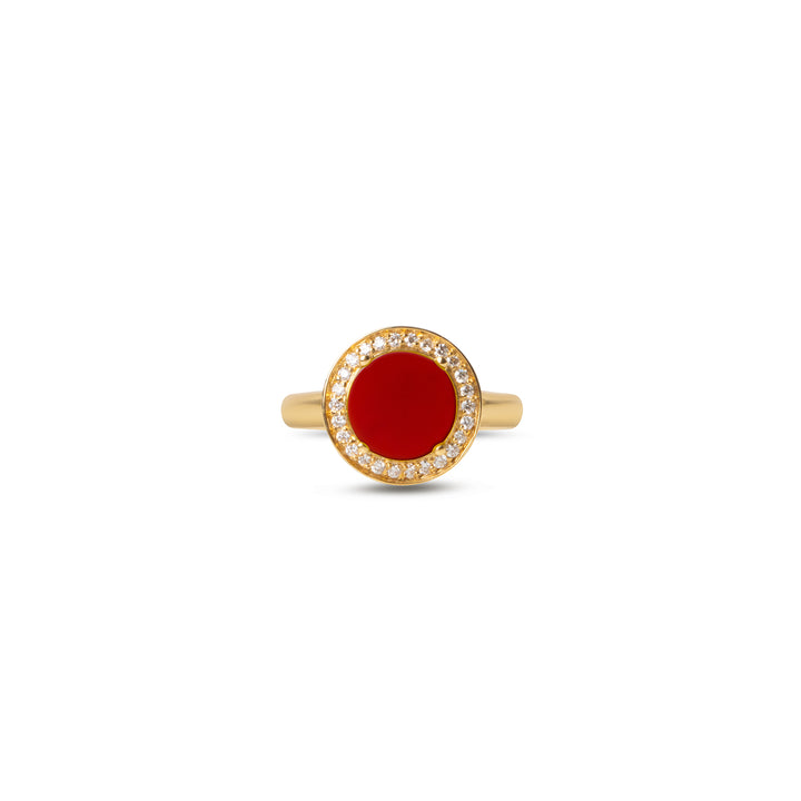 Eternity Rings Red Carnelian Yellow Gold Small