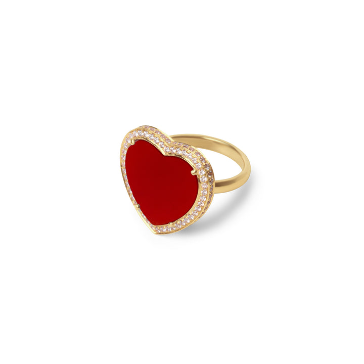 Amore Rings Red Carnelian Yellow Gold Large