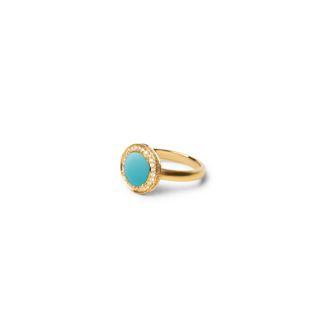 Eternity Rings Blue Agate Yellow Gold Small