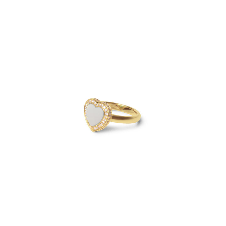 Amore Rings White Agate Yellow Gold Small
