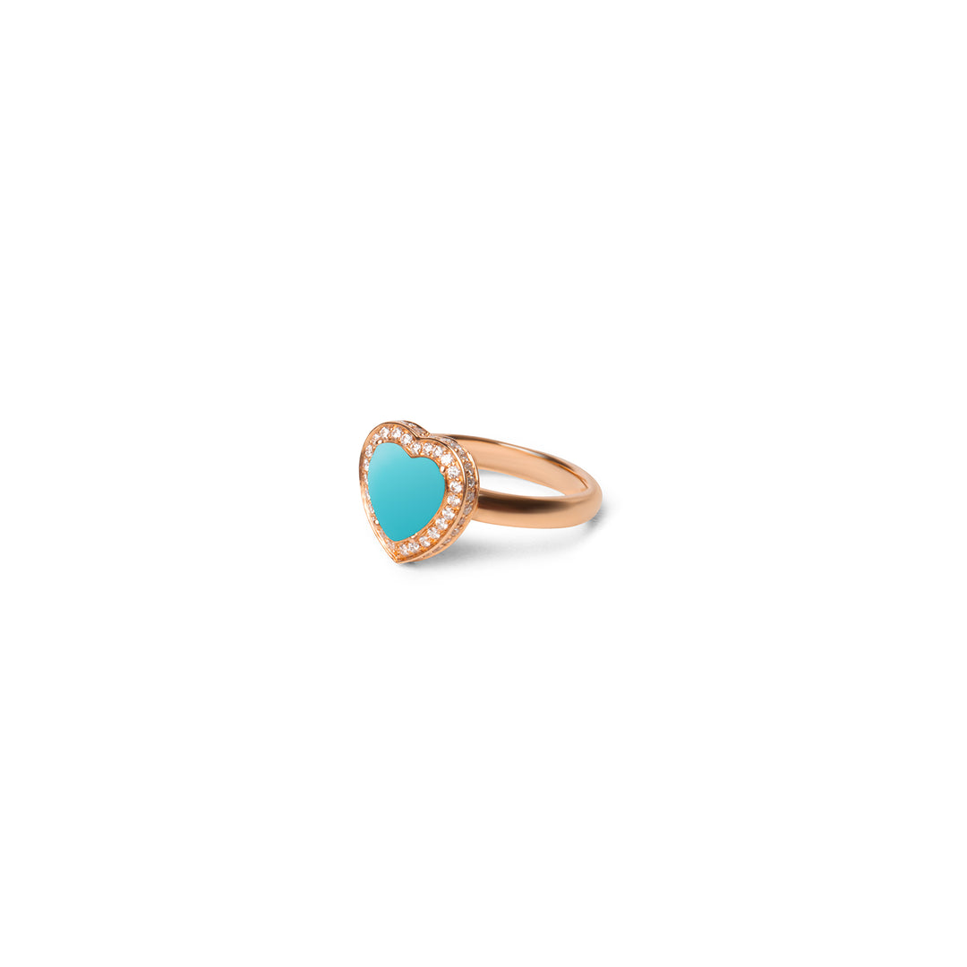Amore Rings Blue Agate Rosé Gold Small