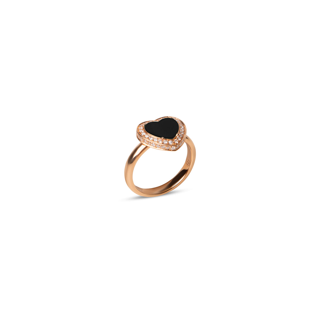 Amore Rings Onyx Rosé Gold Small