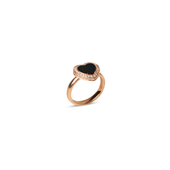 Amore Rings Onyx Rosé Gold Small