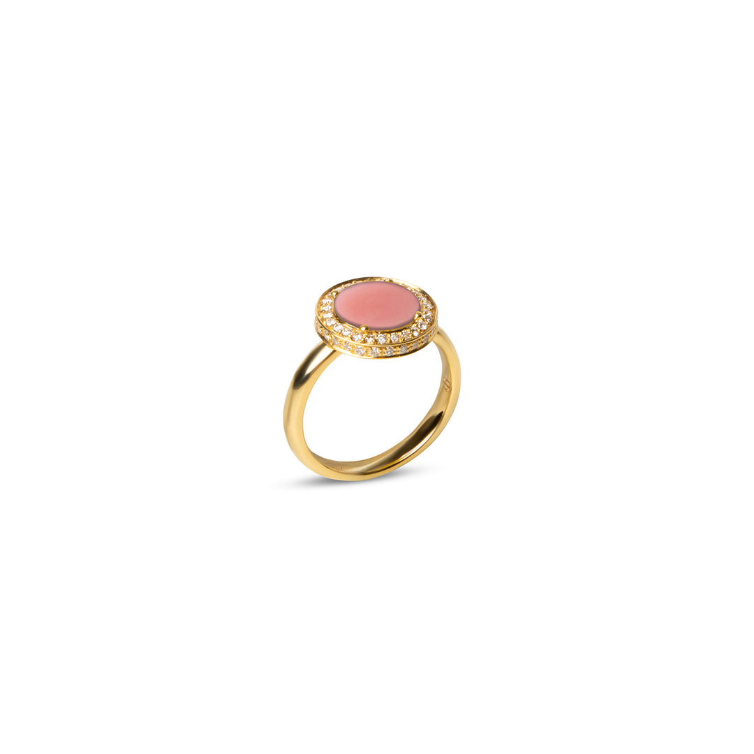 Eternity Rings Pink Opal Yellow Gold Small