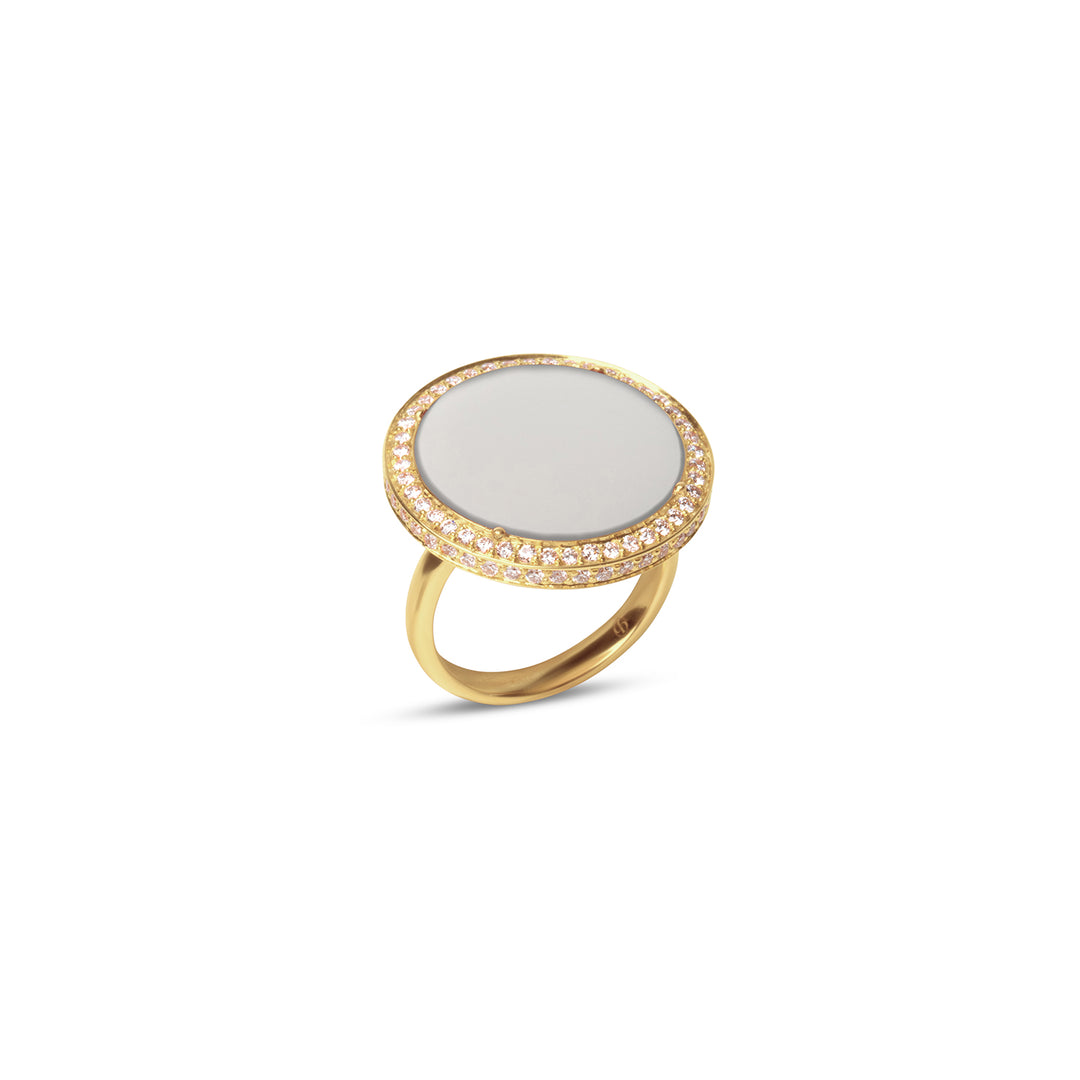 Eternity Rings White Agate Yellow Gold Large