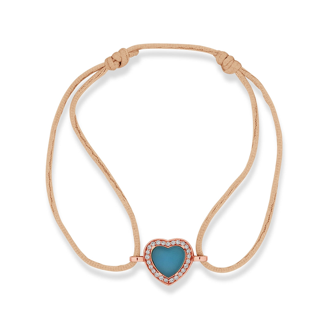 Amore Bracelet Cord Blue Agate Rosé Gold
