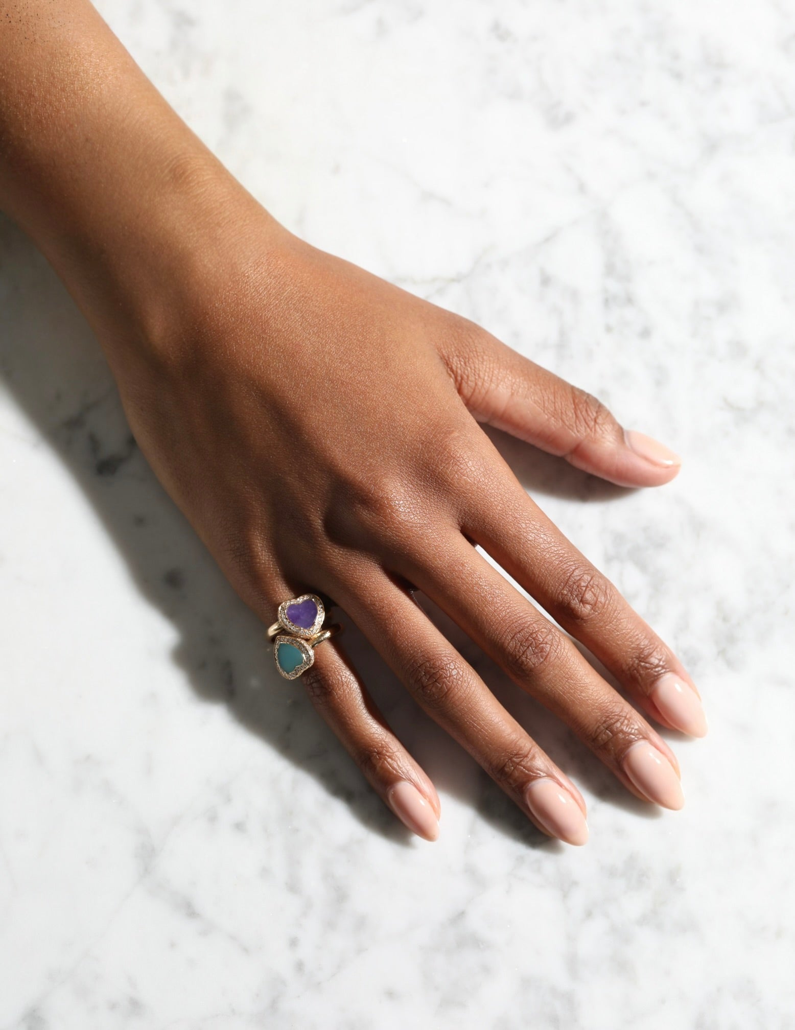 Diamond ring styled on hand