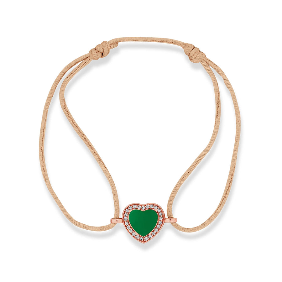 Amore bracelet cord with green agate in rose gold