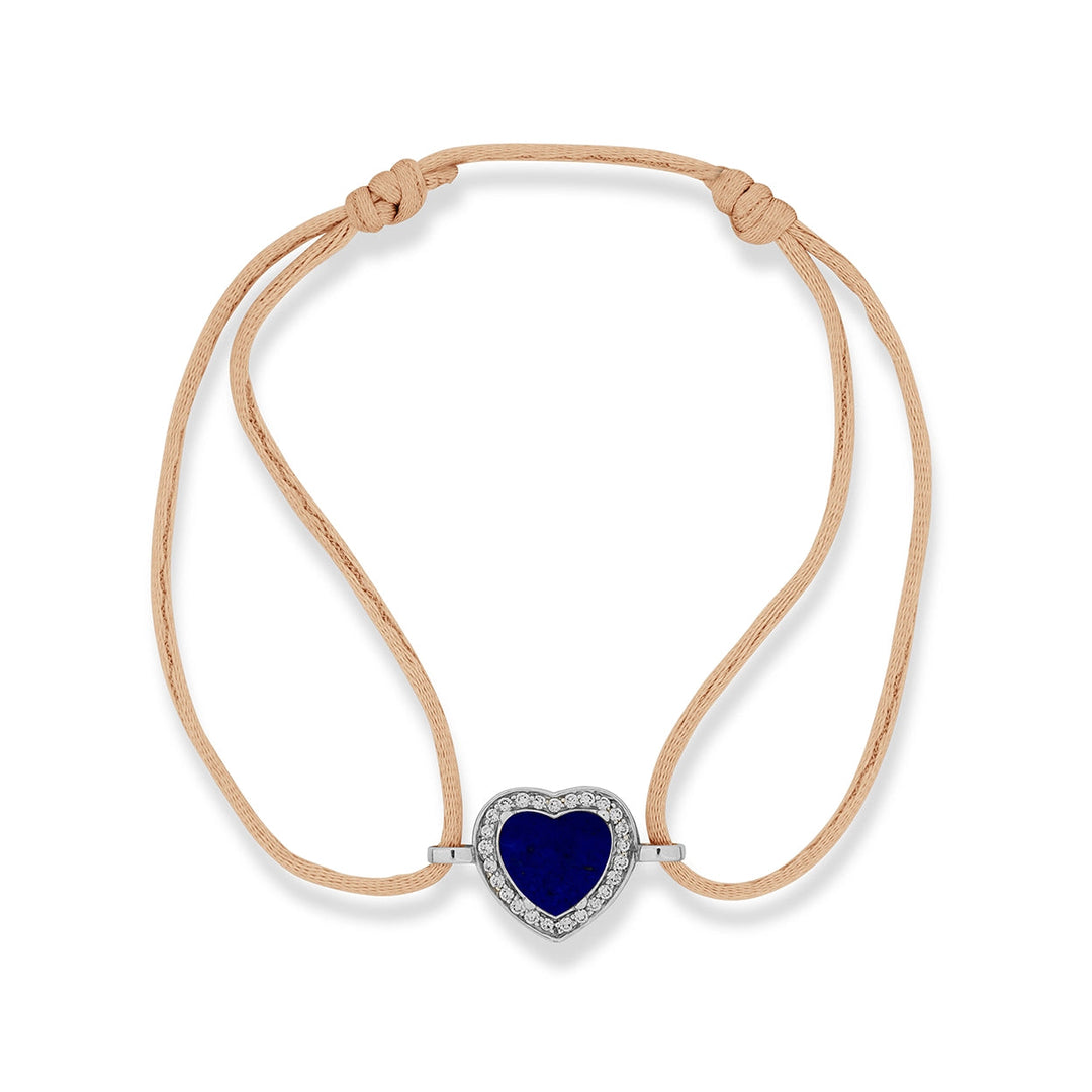 Amore bracelet cord with lapis lazuli in white gold