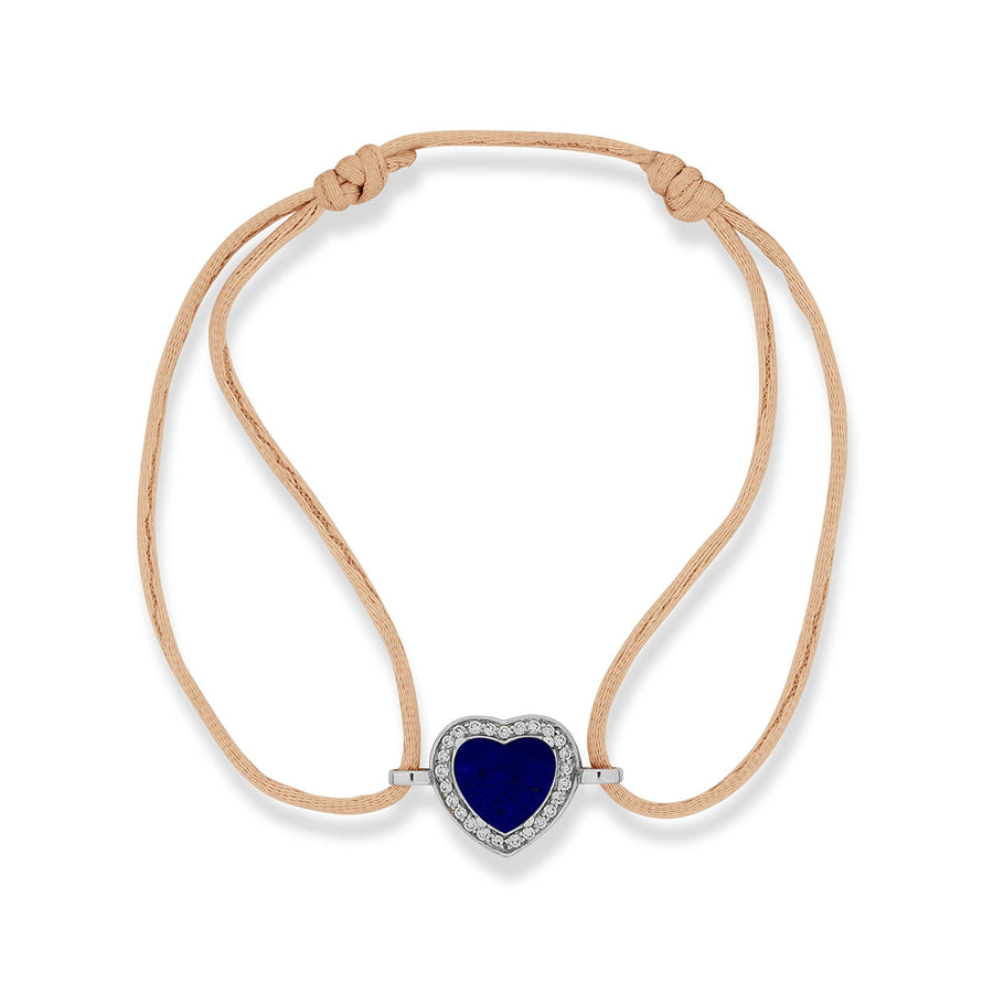 Amore bracelet cord with lapis lazuli in white gold