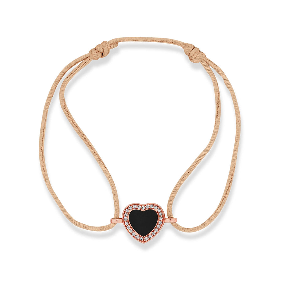Amore bracelet cord with onyx in rose gold