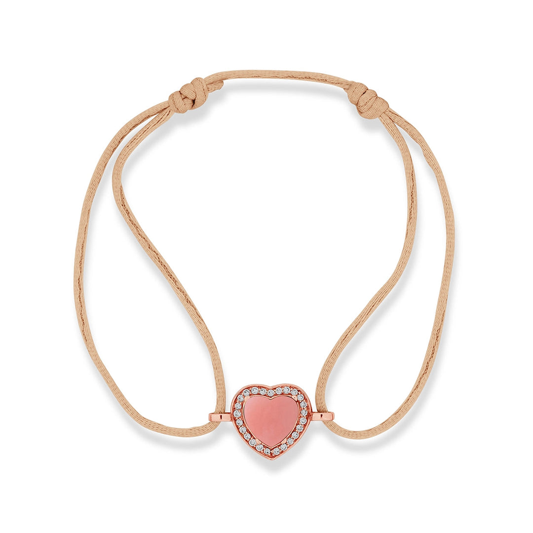Amore bracelet cord with pink opal in rose gold