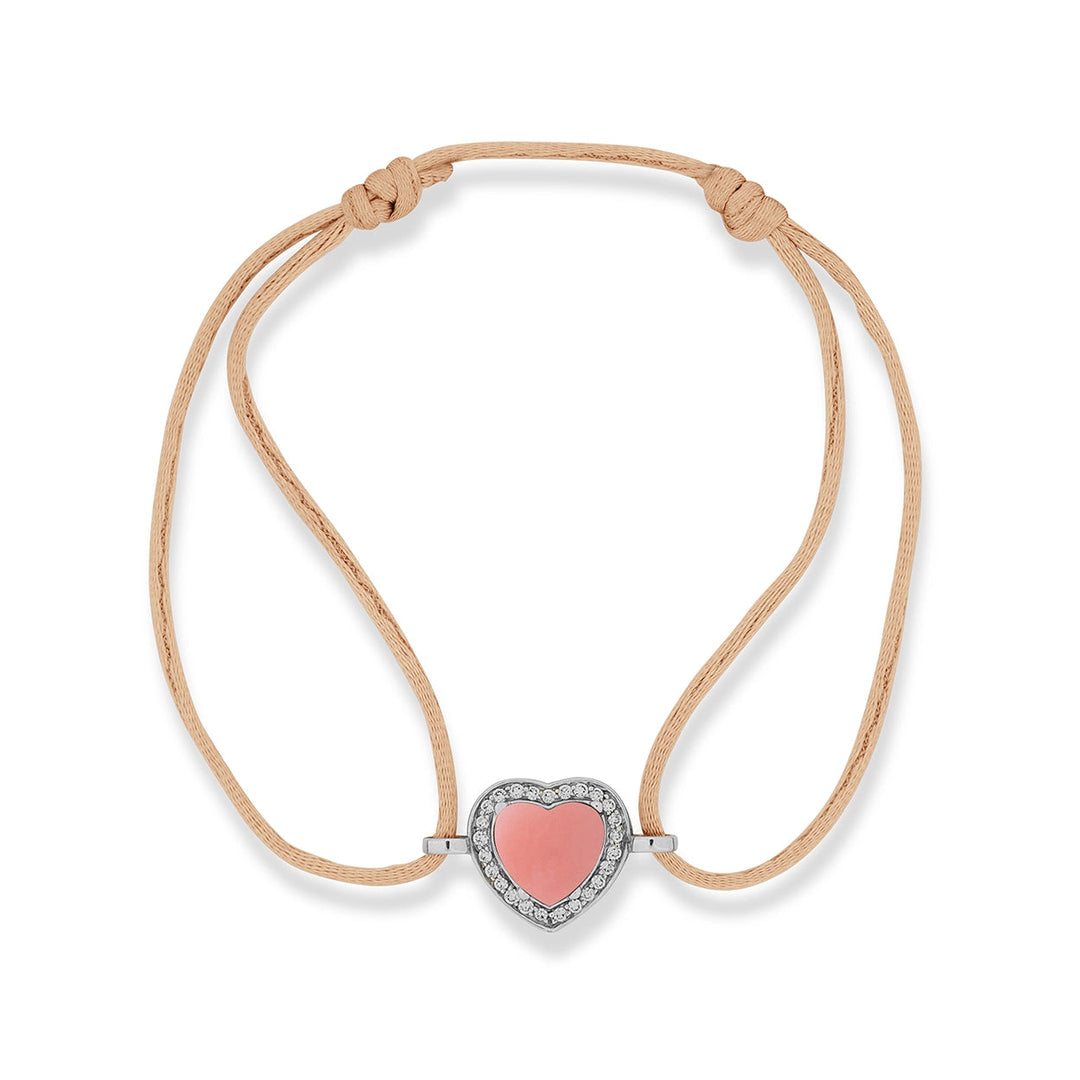 Amore bracelet cord with pink opal in white gold