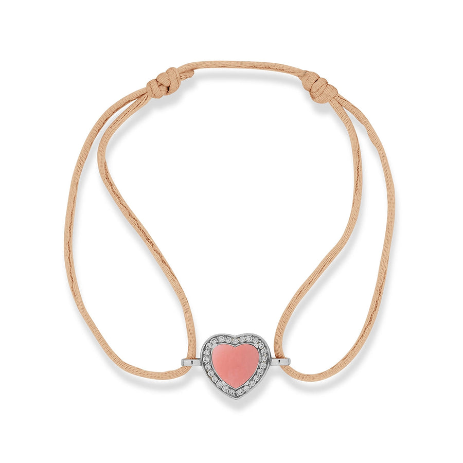 Amore bracelet cord with pink opal in white gold