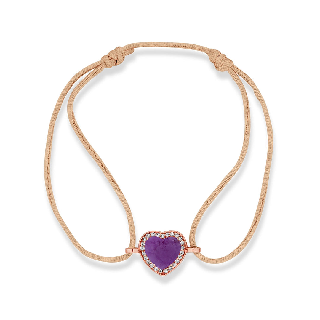 Amore bracelet cord with purple agate in rose gold