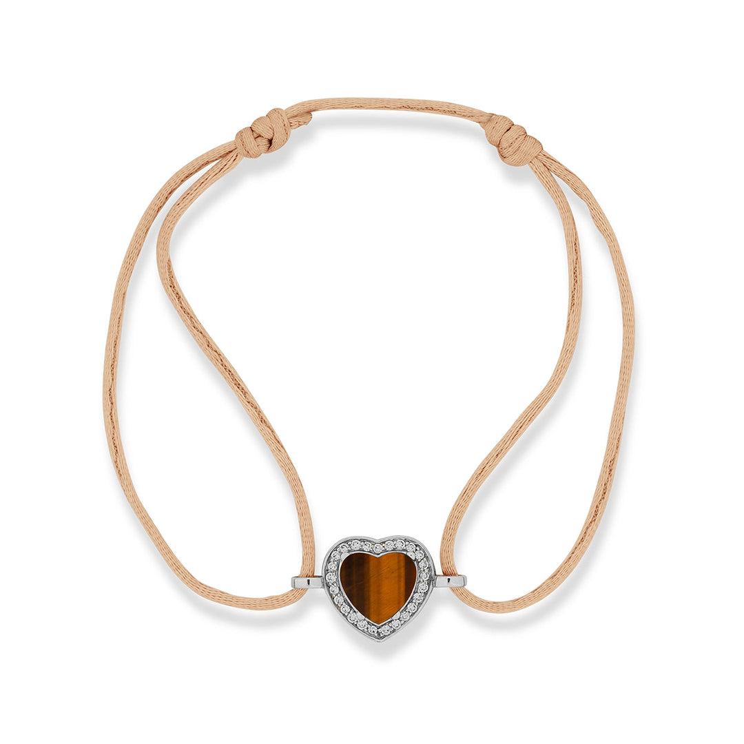 Amore bracelet cord with tiger eye in white gold