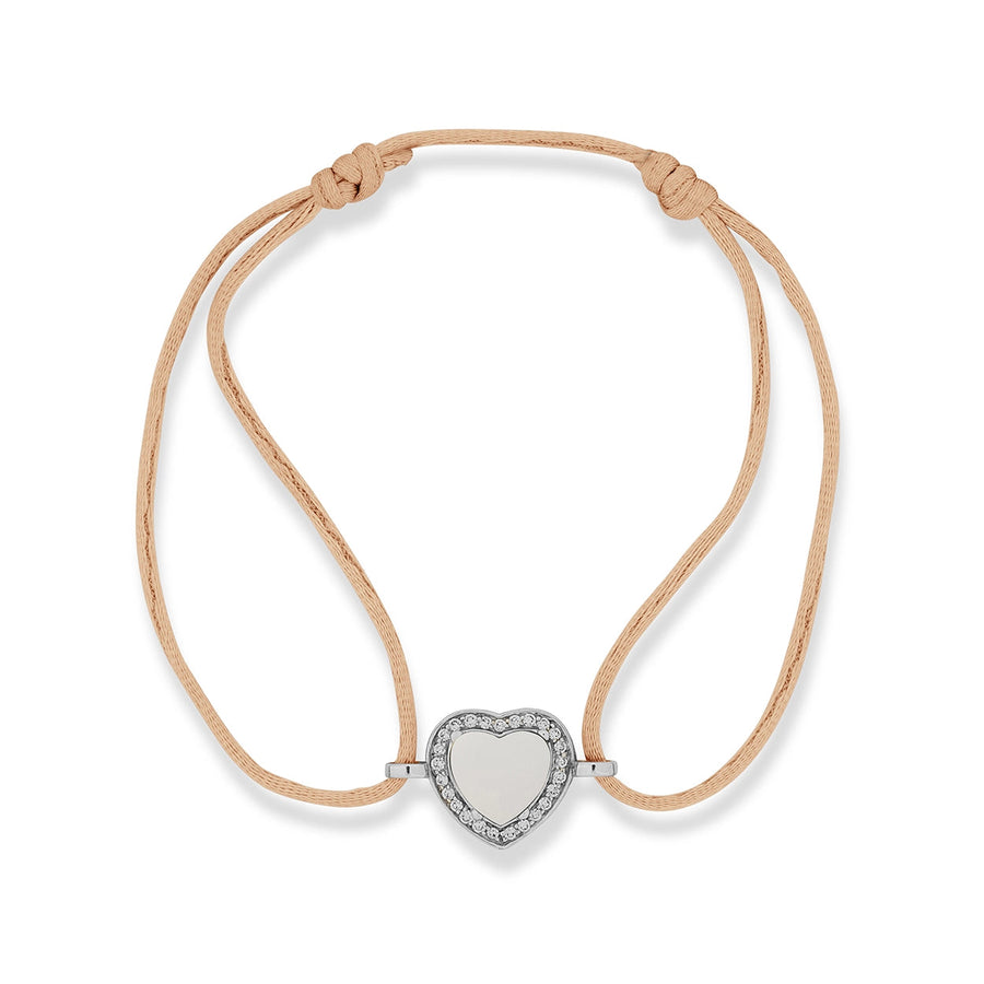 Amore bracelet cord with white agate in white gold