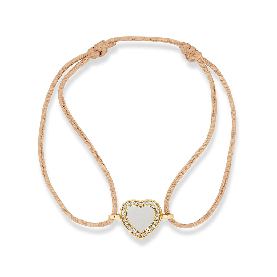 Amore bracelet cord with white agate in yellow gold
