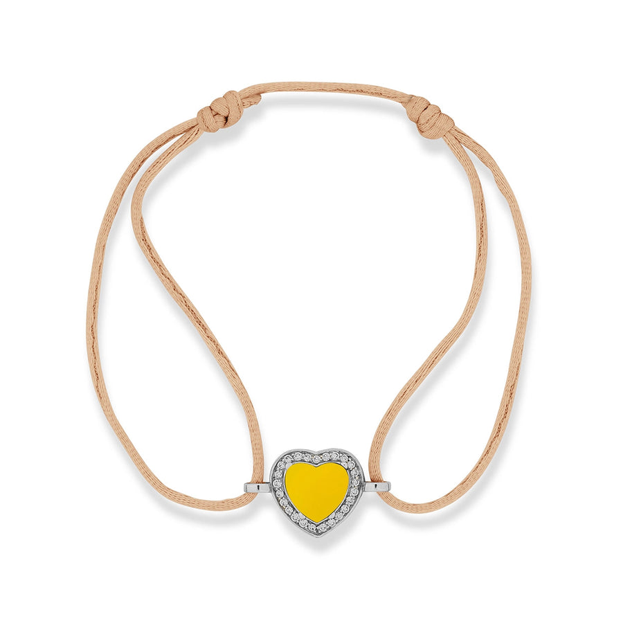 Amore bracelet cord with yellow agate in white gold