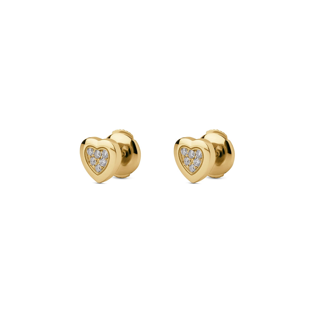 Amore earrings with bambina diamond in yellow gold