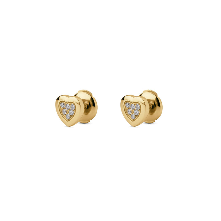 Amore earrings with bambina diamond in yellow gold