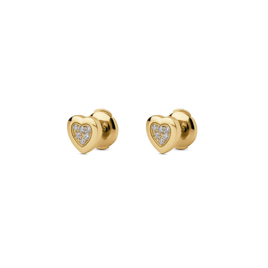 Amore earrings with bambina diamond in yellow gold