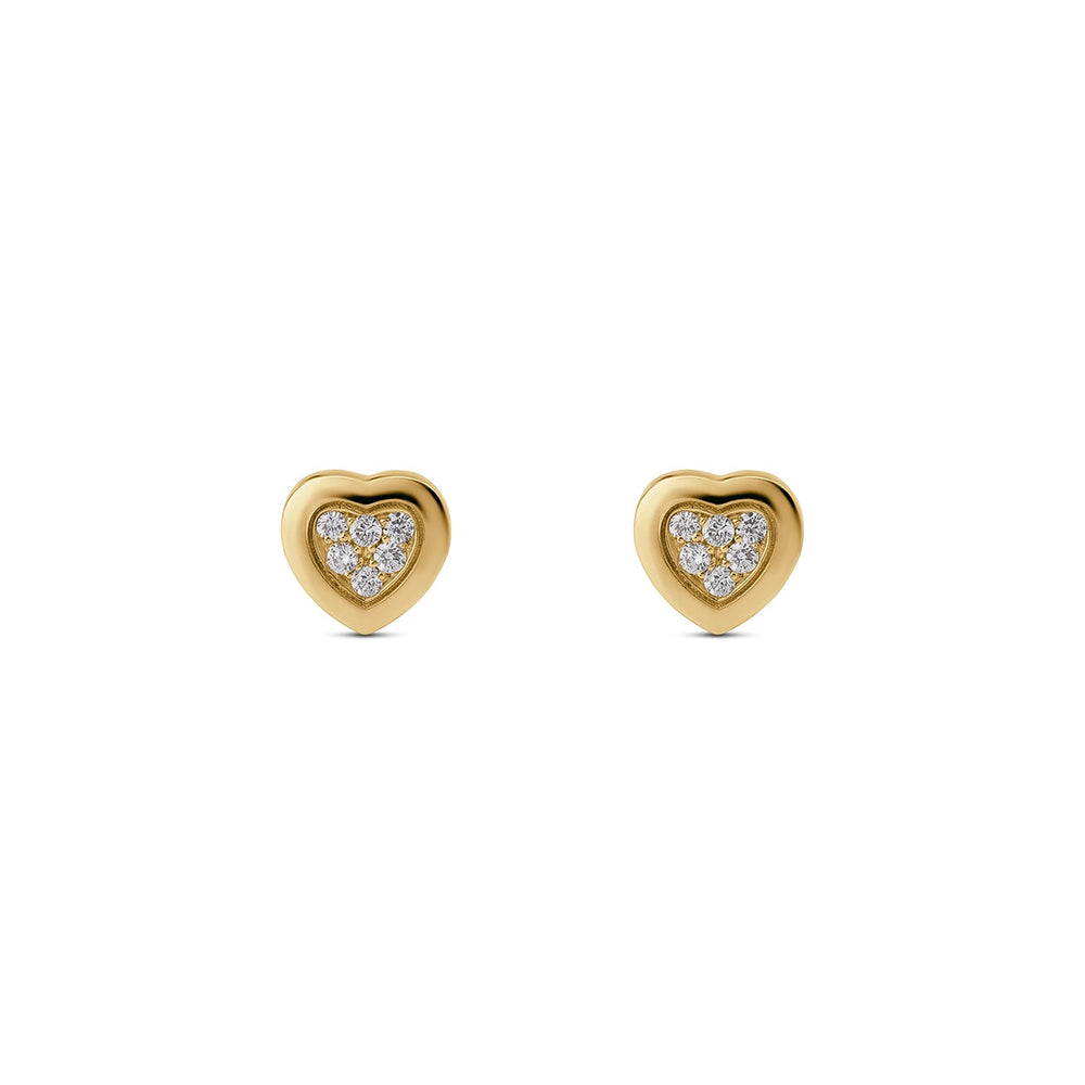 Amore earrings with bambina diamond in yellow gold (view 2)