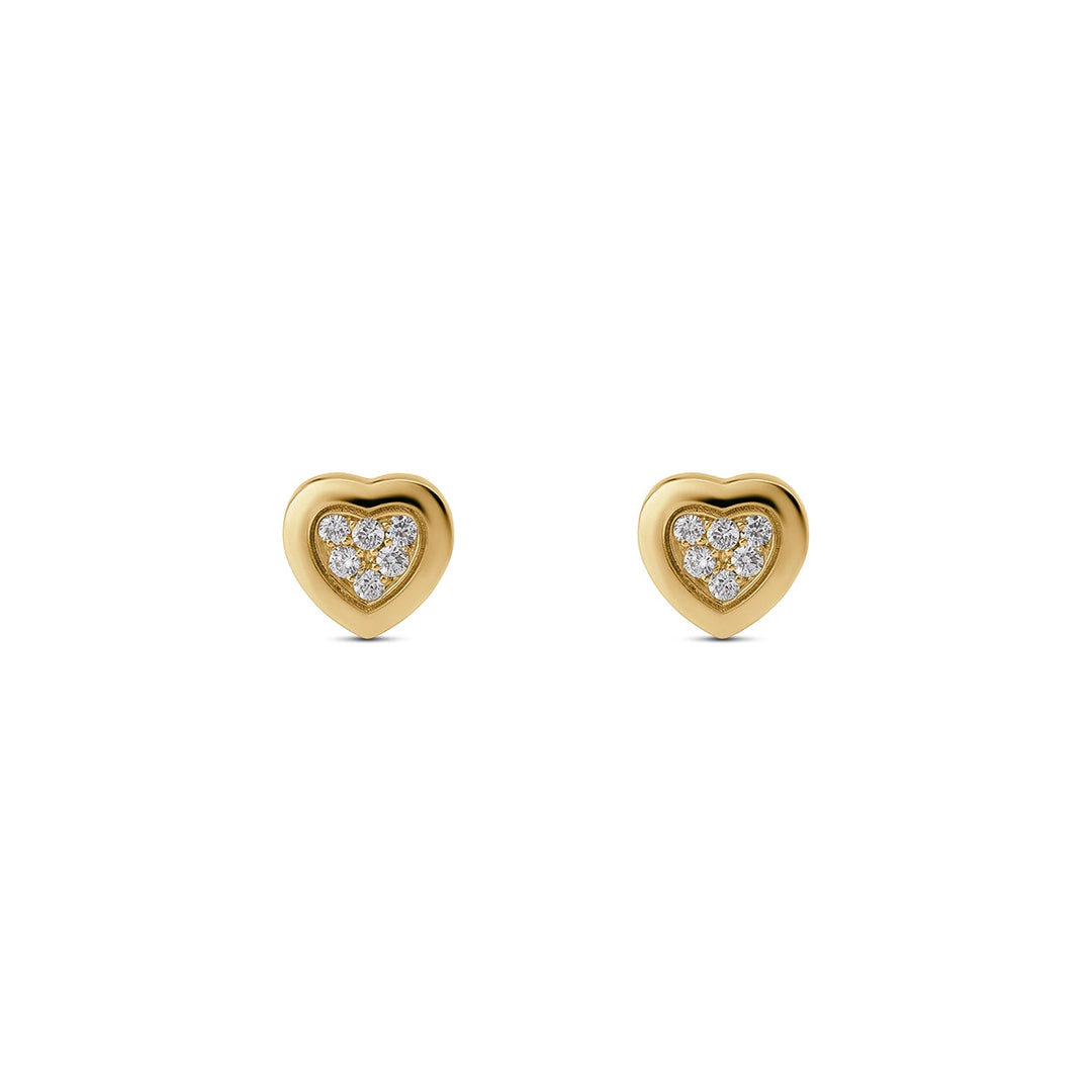 Amore earrings with bambina diamond in yellow gold (view 2)