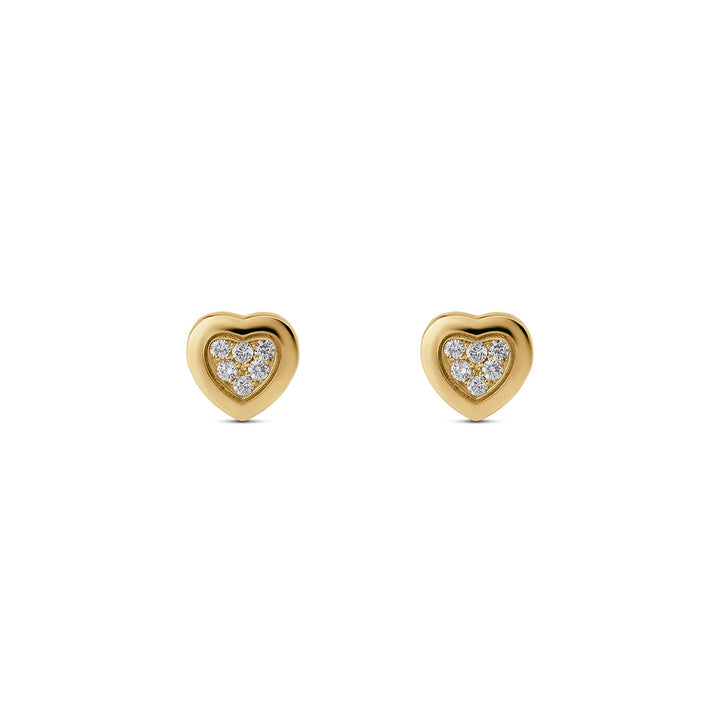 Amore earrings with bambina diamond in yellow gold (view 2)