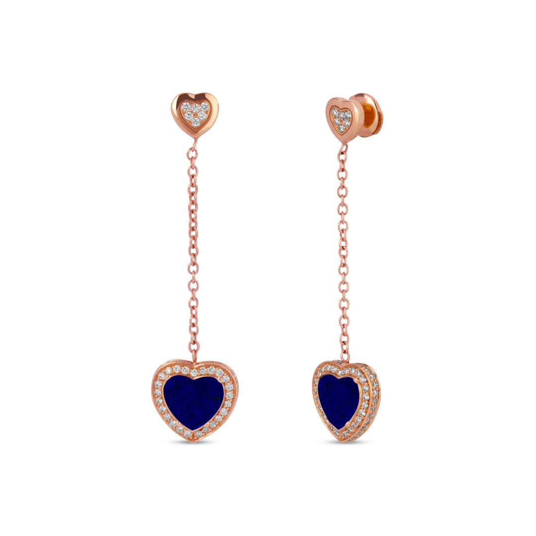 Amore drops earrings with lapis lazuli in rose gold