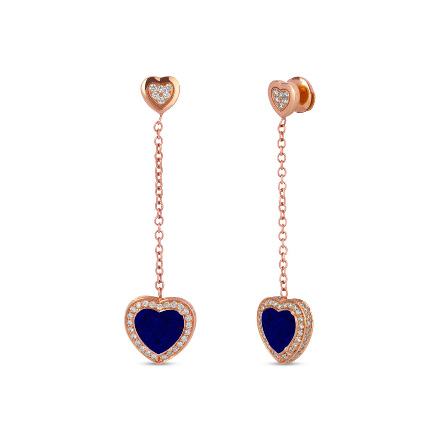Amore drops earrings with lapis lazuli in rose gold