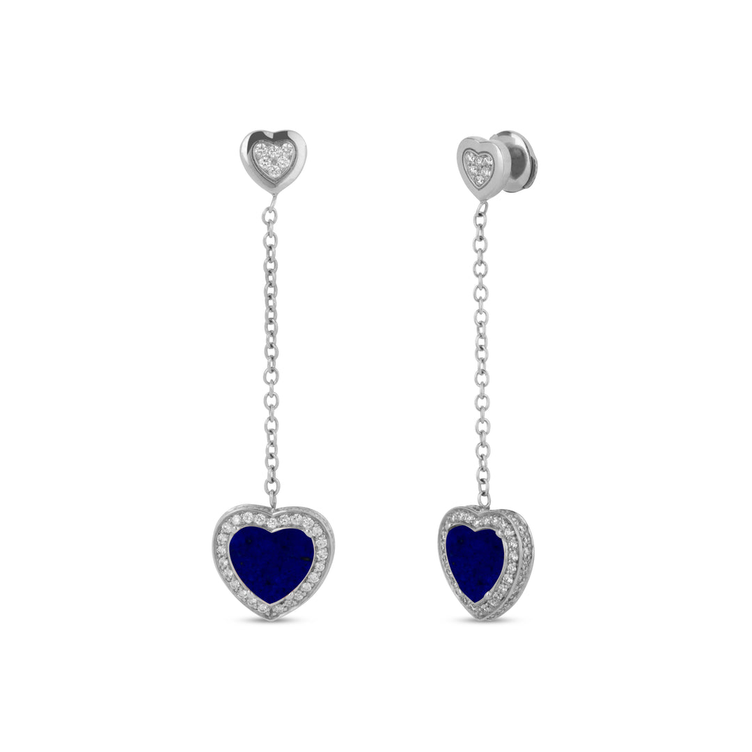 Amore drops earrings with lapis lazuli in white gold