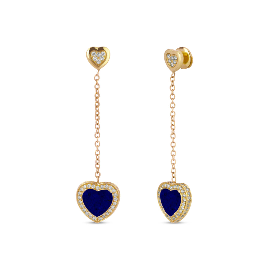 Amore drops earrings with lapis lazuli in yellow gold