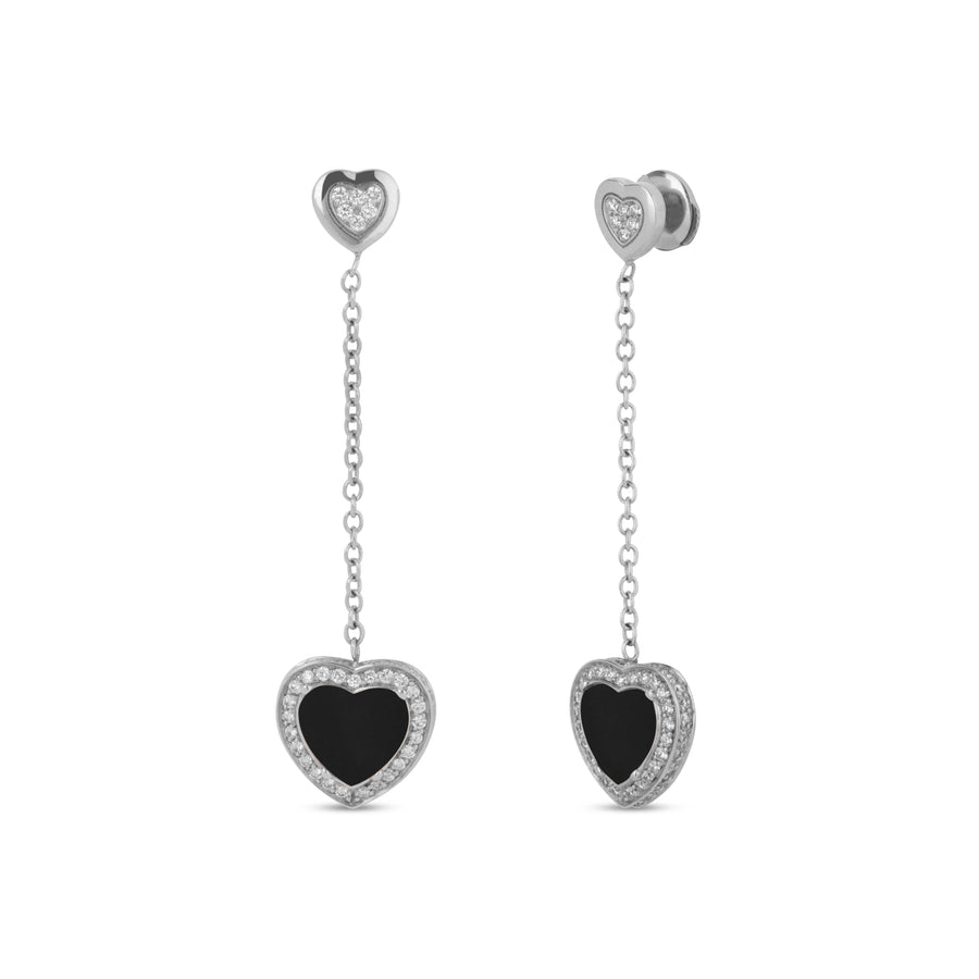 Amore drops earrings with onyx in white gold