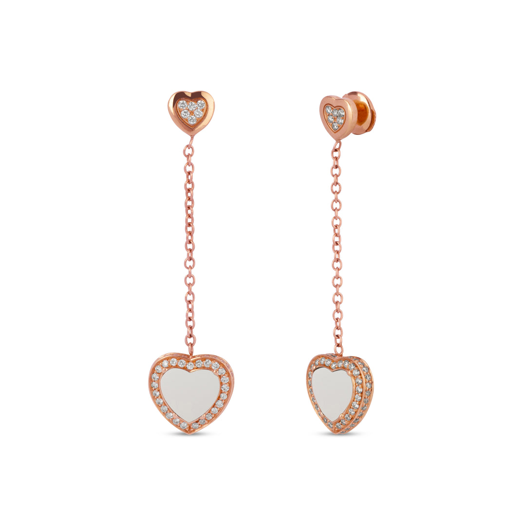 Amore drops earrings with white agate in rose gold