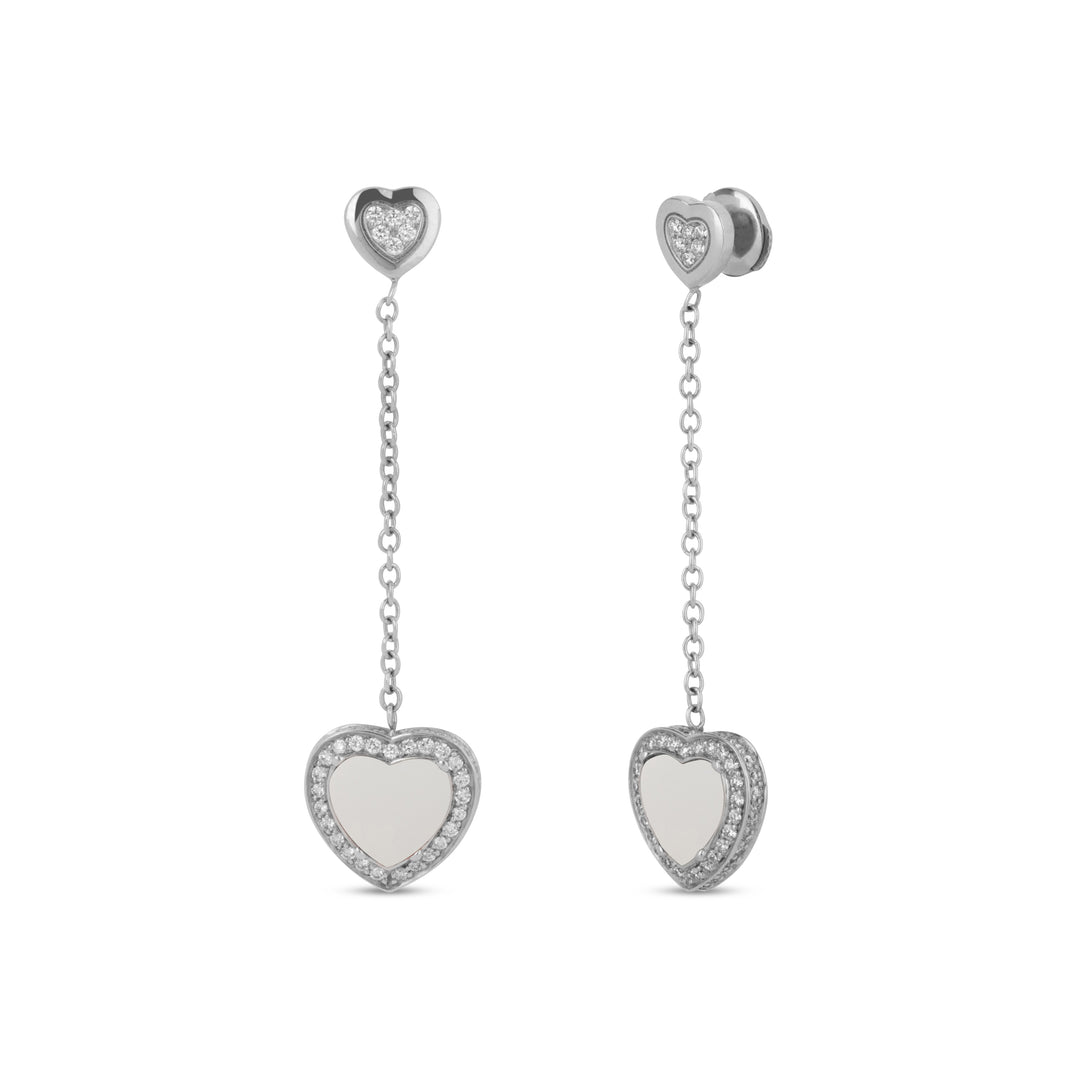 Amore drops earrings with white agate in white gold