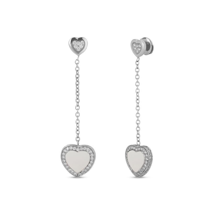 Amore drops earrings with white agate in white gold