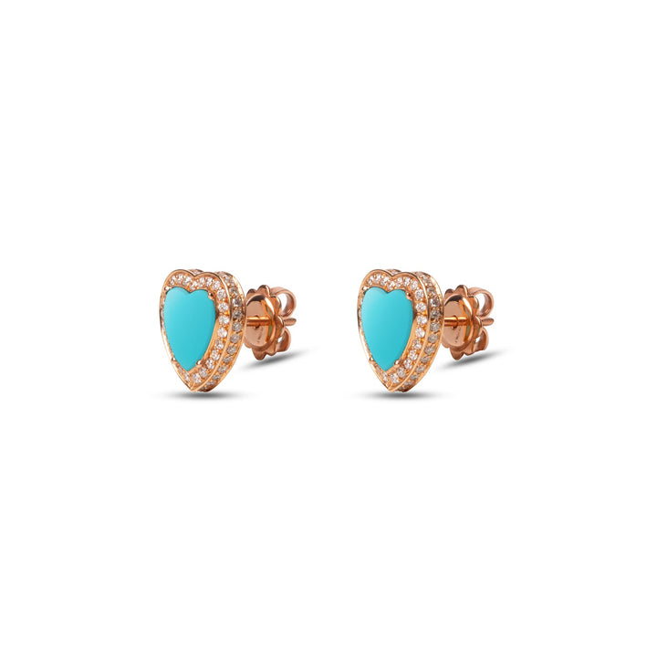 Amore earrings with blue agate in rose gold