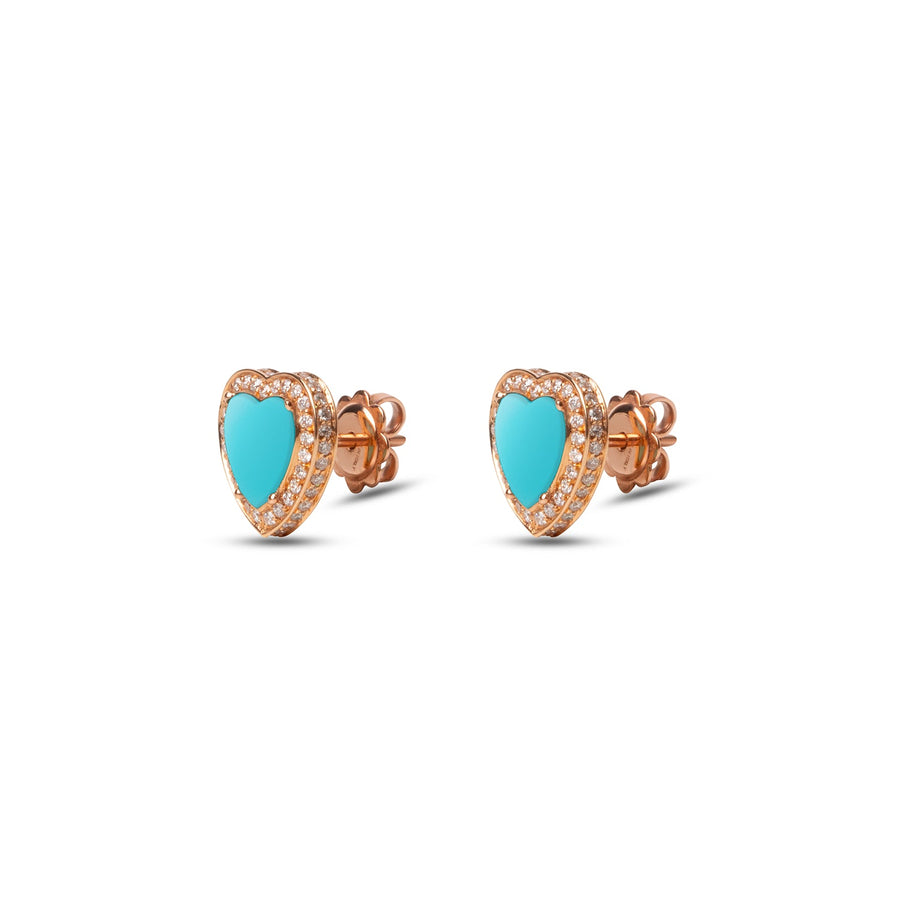Amore earrings with blue agate in rose gold