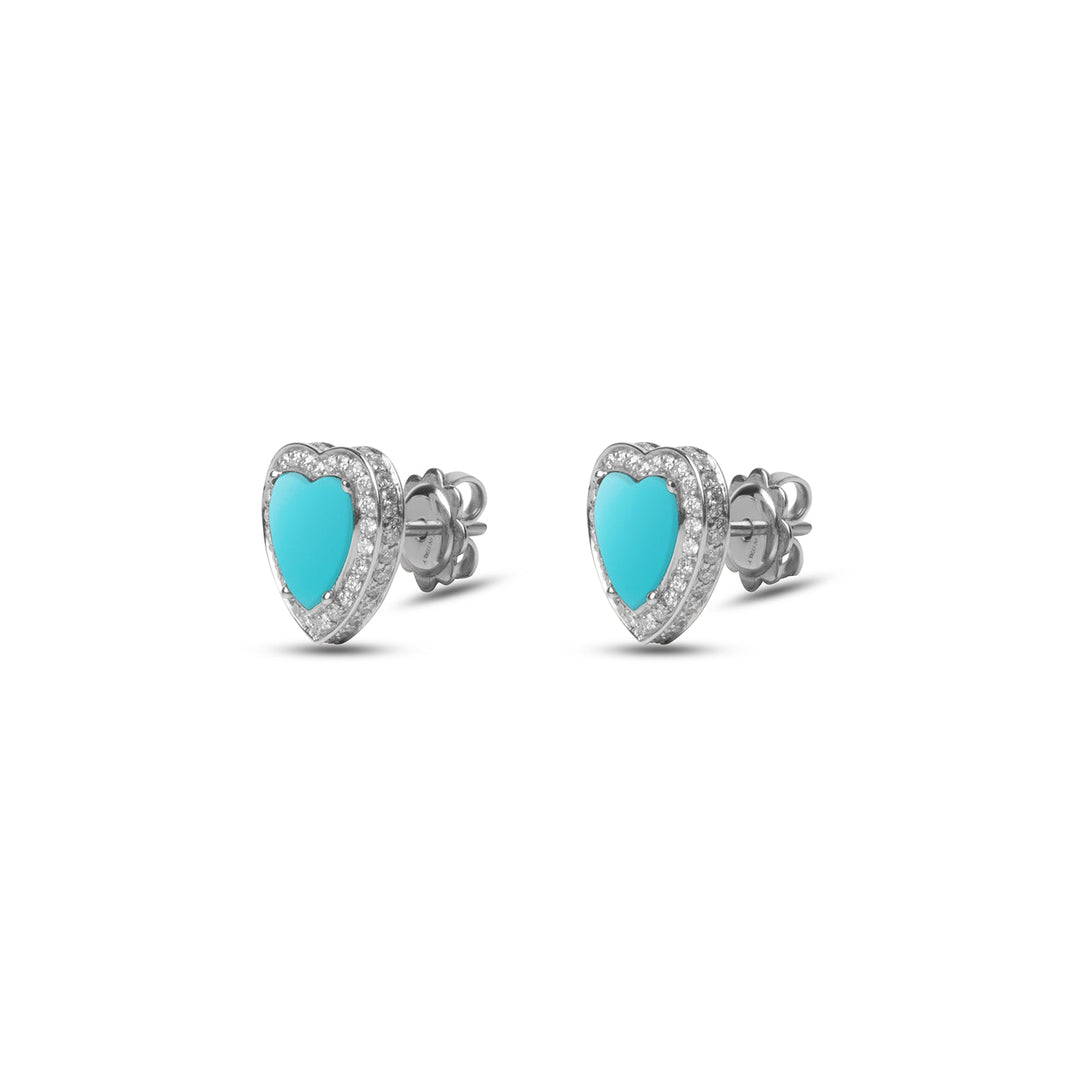Amore earrings with blue agate in white gold