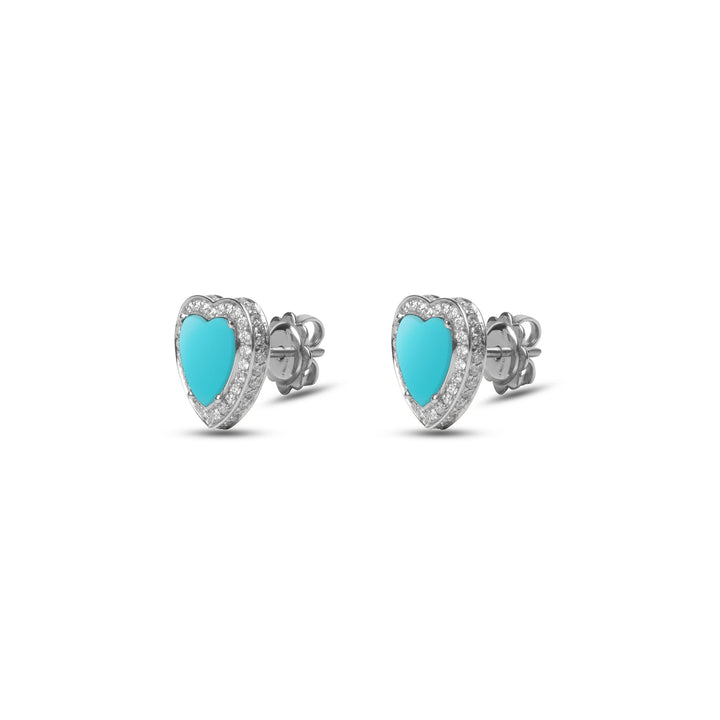 Amore earrings with blue agate in white gold