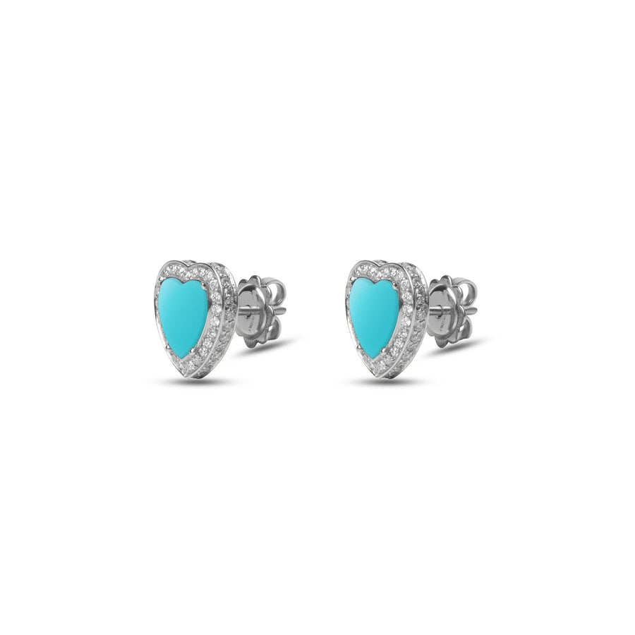 Amore earrings with blue agate in white gold