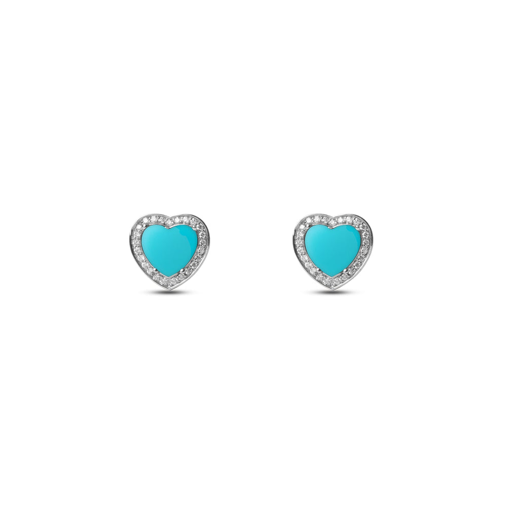 Amore earrings with blue agate in white gold (view 2)